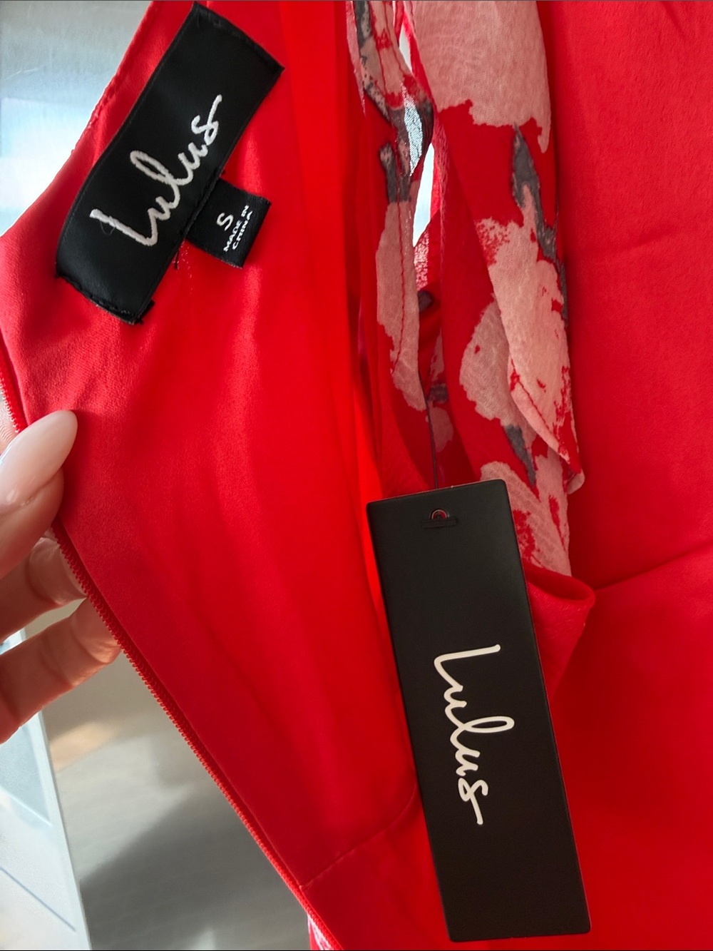 Lulu's Red Floral Ruffle Slip Dress - Picture 2 of 3
